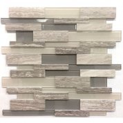 Wooden Light Grey Stone and Glass